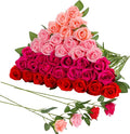 36 Pcs Mixed Pink Red Artificial Roses with Long Stems, Fake Silk Rose Artificial Flowers Bulk for Bridal Wedding Bouquet Centerpiece Ball Arrangement Party Decor