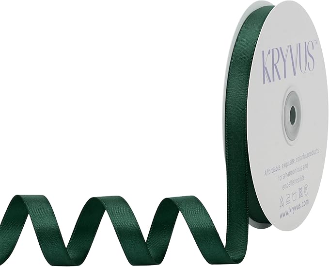 Hunter Green Satin Ribbon, Double Faced 1/2 Inch X 50 Yards Hunter Green Ribbon, Premium Satin Ribbon for Gift Wrapping, Crafts, Hair Bow Making, Sewing, Flower Bouquet, Wedding Party Decor