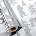 MAYPLUSS Foil Gift Wrapping paper Roll - 17 Inch X 33 Feet - Elegant Silver Christmas Seasonal Festive Gift Wrap Bear w/Glossy Foil-Like Shine Pattern for Christmas, Holiday, Birthday and Art Crafts