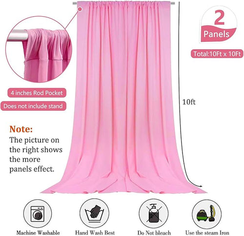10 x 10 Feet Pink Backdrop Curtain for Partie, Background Curtains for Photoshoot, Birthday, Wedding, Halloween, Thanksgiving, Christmas, New Year Party Decorations 5Ft x 10Ft, 2 Panels