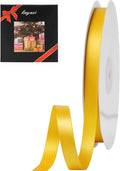 LIUYAXI Yellow Stain Ribbon, 1/2" X Continuous 50 Yards, Double Faced Fabric Ribbon Perfect for Gift Wrapping Wedding Christmas Birthday Floral Arrangement Craft