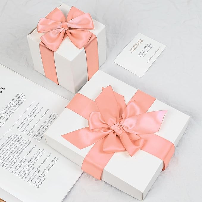 Peach Satin Ribbon, Double Faced 1-1/2 Inch X 25 Yards Peach Ribbon, Premium Satin Ribbons for Gift Wrapping, Crafts, Hair Bow Making, Sewing, Flower Bouquet, Wedding Party Decor