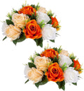 Sziqiqi Orange Fake Flowers for Fall Decoration Kissing Flower Balls for Wedding Centerpieces Tables Flower Centerpiece Arrangement for Party Festival