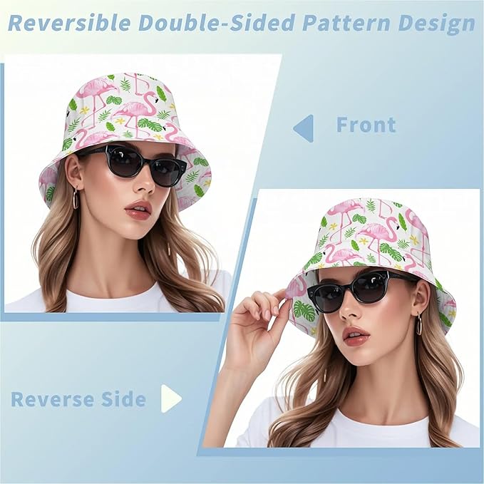 Wildflowers Floral Bucket Hat for Men Women, Summer Vacation Outdoor Travel Reversible Double Side Beach Caps Fisherman Hat