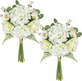 Hydrangea artificial Flowers 24PCS White Faux Flowers Fake Hydrangea Daisies Silk Arrangements Realistic Fake Flowers for Vase Floral Centerpiece Arrangements Wedding Bridal Bouquet Party Home Decor
