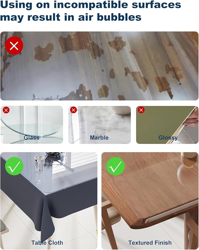 Crystal Clear Plastic Table Cover Protector, 30" x 60" Spill Resistant Easy Flat PVC Desk Pad Mat, 1.5mm Thick Rectangle Vinyl Table Top Protector for Dining Room Table, Office, Dresser