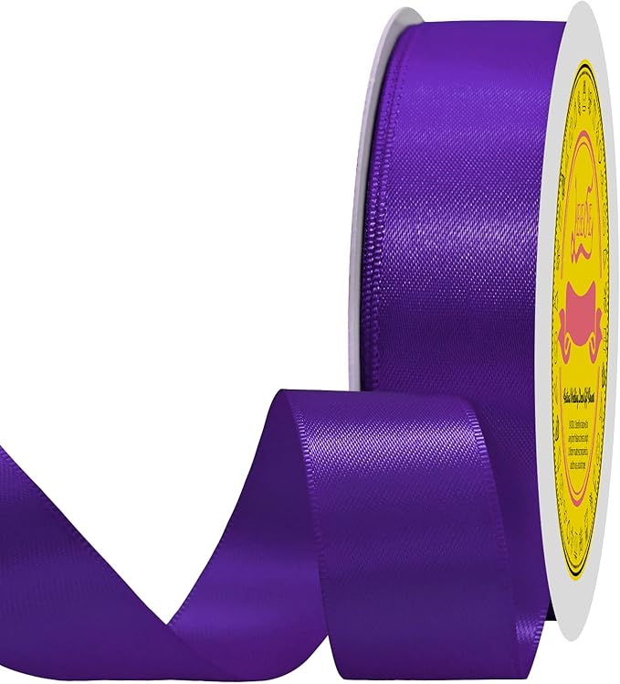Purple Satin Ribbon 7/8 inch X 100 Yards Polyester Ribbon for Gift Wrapping Very Suitable for Weddings Party Hair Bow Invitation Decorations and More