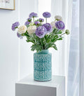 7 pcs Peonies Artificial Flowers, Purple Champagne Ranunculus Artificial Flowers, Fake Peonies for Home Office Centerpiece Table Decorations, Dining Table Centerpiece (Purple+Champagne)