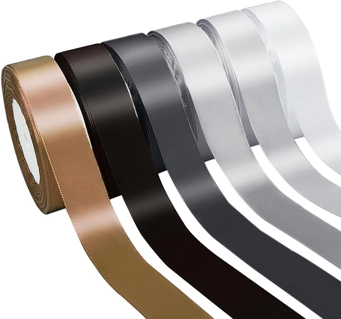 150 Yards Black Satin Ribbon 1-1/2 Inch 6 Rolls Assortment Ribbons for Crafts Gift Wrapping Flower Bouquet Wedding Invitations Birthday Party Festival Decoration Hair Bows