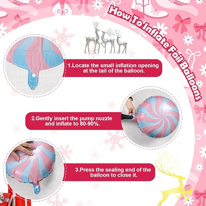 Christmas Decorations Balloons Arch Kit, Pastel Pink Green White Gold Balloons with Star Peppermint Candy Cane Foil Balloon for Christmas Xmas Gingerbread Nutcracker Baby Shower Birthday Party Decor