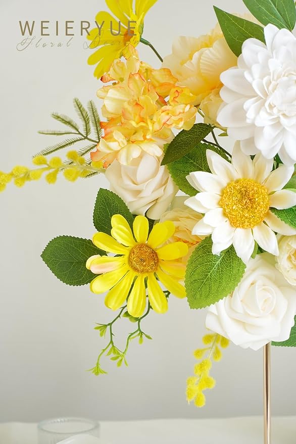Yellow Artificial Flowers Combo Box Wedding Decor,Fake Flowers,Flowers for Decoration,Silk Flowers for Home Decor Indoor,Cake Flowers,Faux Flowers for Crafts