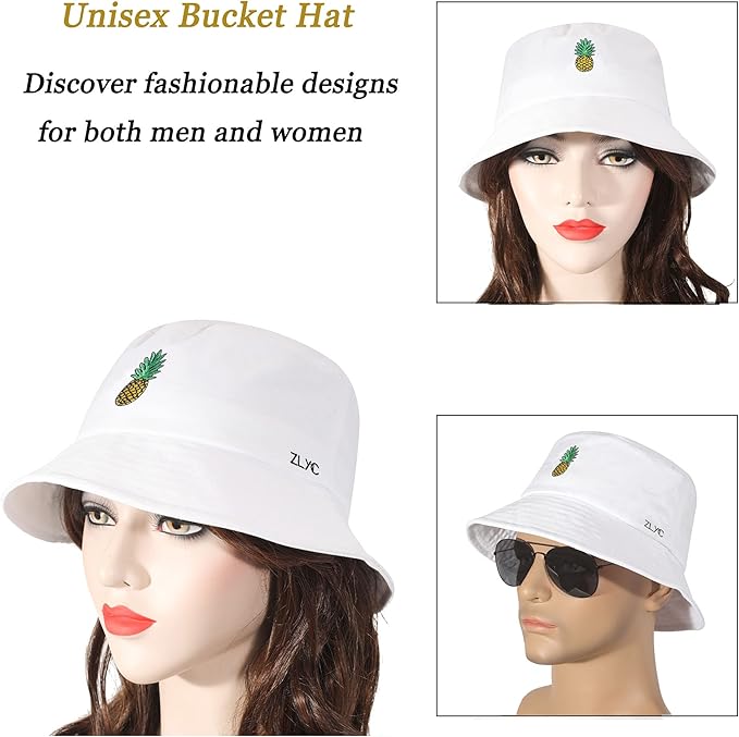 ZLYC Unisex Fashion Embroidered Bucket Hat Summer Fisherman Cap for Men Women