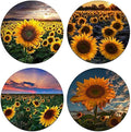 Sunflower Round Coaster Set - Made of Recycled Rubber - Set of 4