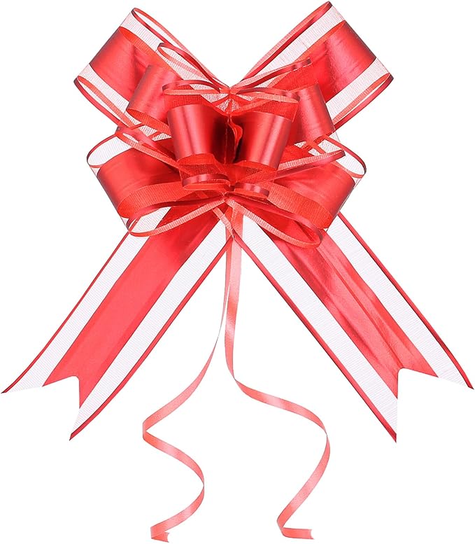 WEWILUCK Gift Bows for Presents, 15PCS Red Bows for Gift Wrapping, 6 Inch Gift Bows with Ribbon for Christmas, Hanukkah, Birthday, Any Occasion