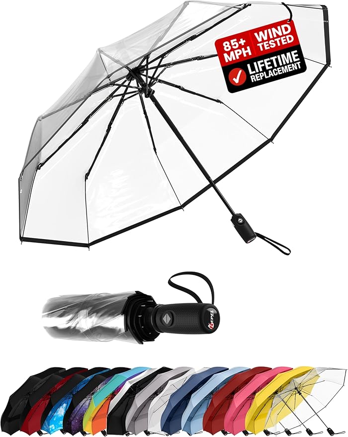 REPEL Windproof Travel Umbrella - Compact & Withstands Winds up to 85MPH , Strongest Premium Auto Folding Umbrella for Rain and Sun - Durable, Light & Portable for Women & Men , Fits Backpack & Cars