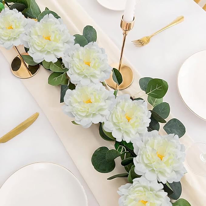 20pcs 5" Artificial Flower Peonies, Silk Peonies with 6" Stems, Flowers Suitable for Wedding Bouquets, Home Party Decoration (Milk White)