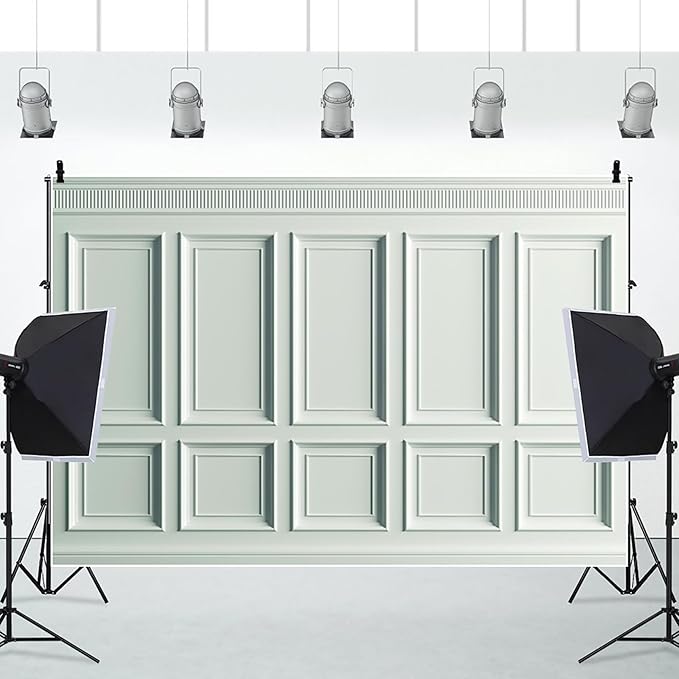 AOFOTO Vintage Room Inside Backdrop Classic French Frame Light Green Walls Photo Background for Wedding Bridal Shower Party Banner Home Headboard Decor Wall Photo Studio Booth Props 10x8ft