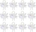 MECCANIXITY 12Pcs Wrist Corsage Artificial Flower Bracelets Rose Wrist Bride Groom Decorative for Wedding Ceremony Prom Party Anniversary White