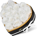 16 Preserved Roses in Heart Shape Gift Box for Her - Forever Flowers for Delivery, Eternal Rose Mothers Gifts for Mom, Wife Anniversary Birthday Gifts for Women, White