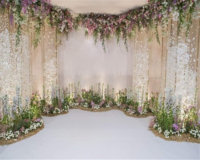 AOFOTO 12x8ft Arch for Wedding Ceremony Backdrop Interior Romantic Flower Canopy Archway Banner Photography Background Bride Girlfriend Lovers Fiancee Nuptial Decoration Studio Props Vinyl Wallpaper