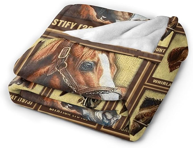 Racing Horses Blanket - Soft Warm Cozy Fleece Throw for Couch, Sofa, Bed - 50"x40" - Gifts for Girls, Boys, Men, Women, Kids, Adults