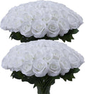 30pcs White Roses Artificial Flowers White Silk Roses with Long Stems Fake Flowers for Wedding Bouquet Centerpices Decorations Party Bridal Baby Shower Home Decor