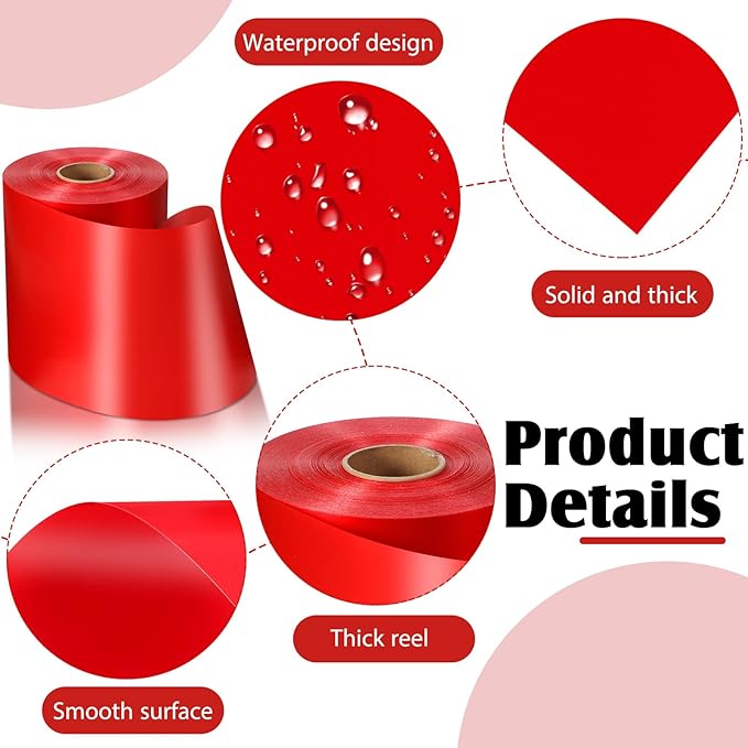 Syhood Outdoor Leaf Ribbon Floral Satin Ribbon for Crafts Aspidistra Waterproof Holiday Outdoor Decoration(6 Inch X 108 Yards,Red)