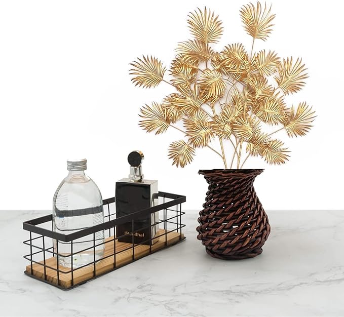 PASYOU Artificial Plants for Christmas Decor, Gold Plastic Grass Fake Shrubs Leaves Indoor Outdoor Home Garden Party Hotel Verandah Wedding Event Faux DIY Decoration - 30 Inch Golden 2 Bunches