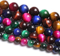 12mm 32PCS Colorful Tiger Eye Natural Stone Beads Crystal Spacer Loose Beads for Jewelry Making DIY Bracelet 1 Strand 15 inches