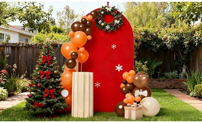 6FT Red Arch Cover, 6FT Red Arch Backdrop Cover for Wedding Party Birthday Decor, Christmas Arch Cover Backdrop Covers for Festival Decoration