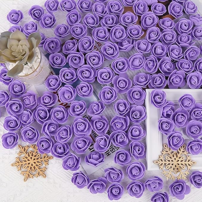 500pcs Mini Foam Rose Heads, Purple Artificial Flower Bulk Foam Rose for Crafts,DIY Wedding Bouquets Baby Shower Centerpieces Floral Arrangements Party Tables Home Decorations(Purple)