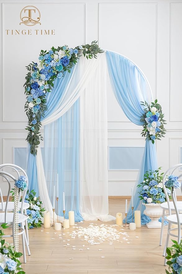 TINGE TIME Artificial Arch Flowers Kit Pack of 5, Wedding Decorations for Reception with Hanging Flowers, Wedding Arch Silk Floral Arrangements Ceremony Backdrop French Country Outdoor Party Decor