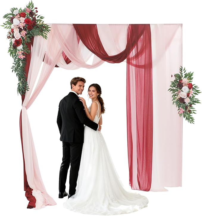 Artificial Wedding Arch Flowers Kit (Pack of 5),2pcs Artificial Hanging Flower Arch Decor,for Wedding Ceremony Arbor Reception Backdrop Rose Floral Party Outdoor Decoration Red