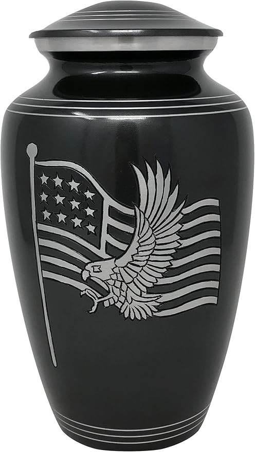 MEMORIALS 4U Custom Engraved Cremation Urn - Handcrafted Urn for Human Ashes - Affordable Urn for Ashes with Velvet Bag (American Honor & Glory)