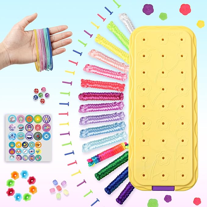 DDAI Friendship Bracelet Making Kit for Girls - DIY Arts and Crafts Toys for 6 7 8 9 10 11 12 Years Old, Cool Bracelet String Making Kits for Travel Activity, Best Birthday Gifts for Teen Girls