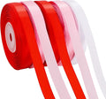 TONIFUL 5 Rolls Valentine Satin Ribbon Set - 3/8" x 25 Yards for Gift Wrapping, Crafts, Bouquet, Crafts, Bows Making, Wedding, Anniversary, Christmas Party Decoration (Red, Pink & White)