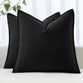 MIULEE Decorative Linen Pillow Covers 28x28 Inch Black Boho Farmhouse Neutral Couch Throw Pillows for Halloween Bed Pack of 2 Accent Modern Pillowcase Sofa Livingroom Home Decor