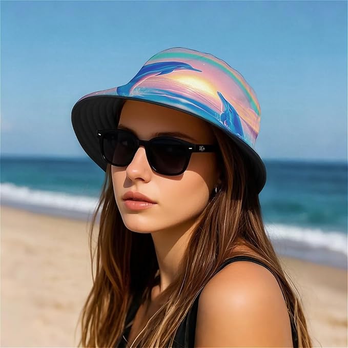 Bucket Hat for Women Men Unisex Sun Cap Packable Outdoor Fisherman Hat Headwear,Reversible Double-Side-Wear
