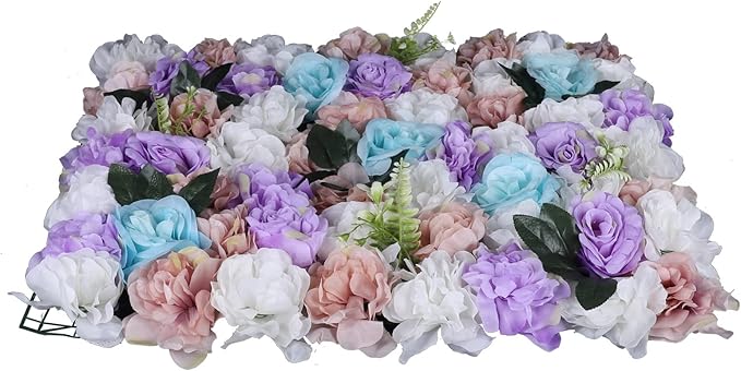 12Pcs 15.75" x 23.62x 0.79 Artificial Flower Wall Panels,Flower Wall Mat Silk Flower Panels for Outdoor Garden Backyard Fence Fence Privacy Screen and Indoor Wall Decor