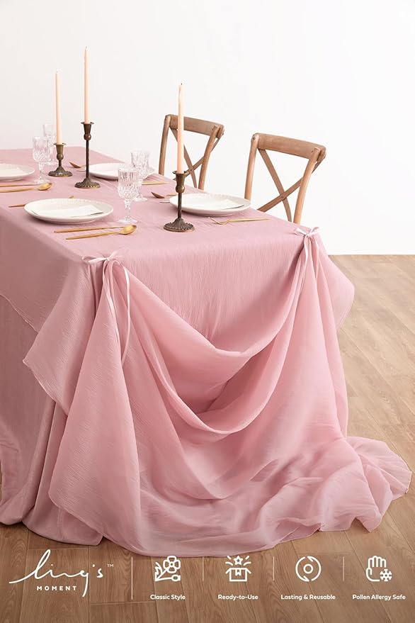 Ling's moment Pink Backdrop Curtains, 10Ft x 23Ft Blush Pink Long Sheer Wrinkle-Free Background Backdrop Curtain&Table Cloth for Birthday Party Wedding Baby Shower Photo Booth Decor