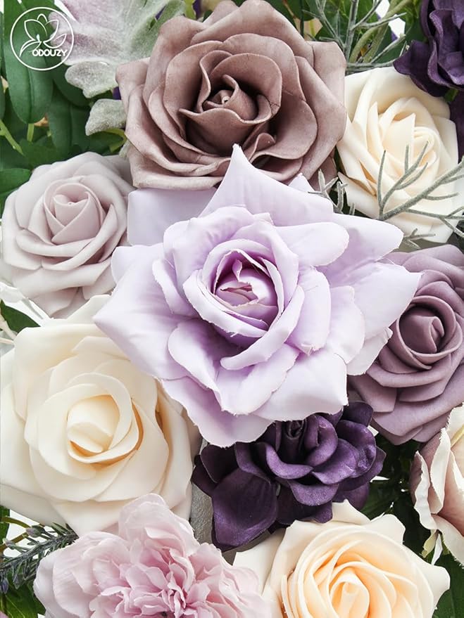Wedding Arch, Artificial Flowers, Wedding Decor with Drapes (Set of 4)，Be Suited to Banquet, Party, Wedding Decor Ceremony and Background Decoration (Purple)
