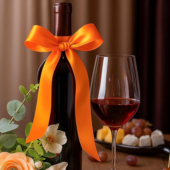 Fullive 1 1/2 Inch Fall Ribbon, 30 Yards Orange Ribbons for Gift Wrapping, Polyester Solid Satin Ribbon for Flower Bouquet for Birthday Thanksgiving Halloween Decorations DIY Bows Floral Arrangements