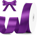 KMER LIFE 1 inch Wide x 50 Yards Purple Single Faced Polyester Satin Ribbon, Purple Satin Ribbon Perfect for Wedding Decor, Wreath, Crafts, Gift Wrapping & Other Projects (Purple)
