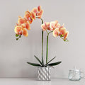 Artificial Orchids Silver Vases Orchids Artificial Flowers Orange Orchid Height 20 inches