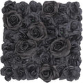 12 PCS Black Flower Wall Panels, 15x15inch Artificial Floral Wall Background Silk Flowers Panel Decoration, Faux Rose Backdrop for Home Party Wedding Anniversary Birthday