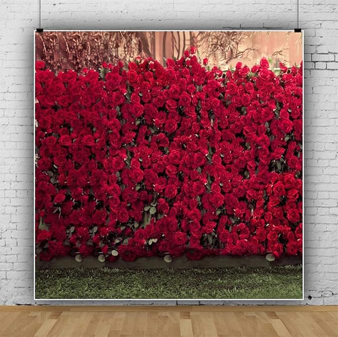 AOFOTO 10x10ft Romantic Roses Backdrop Wedding Photography Background Garden Flowers Lovers Couple Girlfriend Bride Portrait Valentine's Day Photo Shoot Studio Props Seamless Wallpaper
