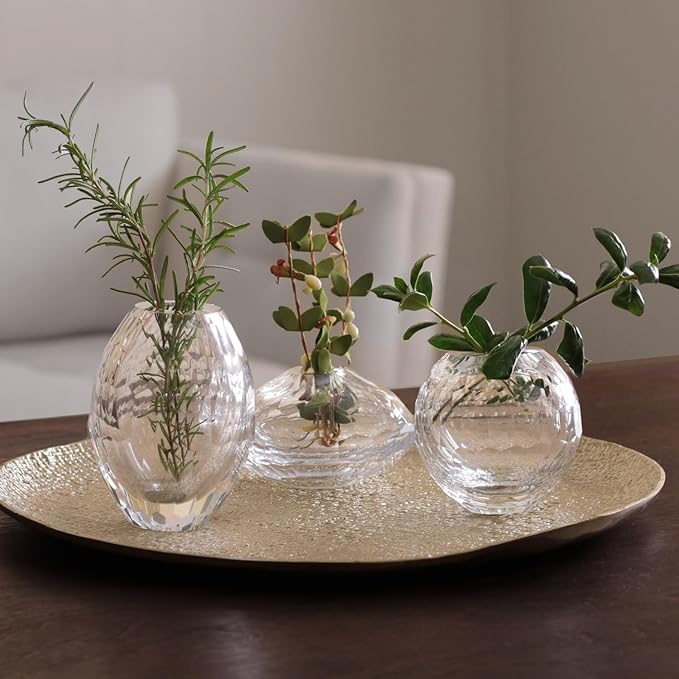 Beatriz Ball Glass Faceted Round Bud Vase (Clear)