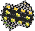 Lemon Kitchen Table Placemats Set of 4 Vintage Black White Checkered Summer Fruit Print Placemat Indoor Outdoor Party Home Desktop Dining Room Decor 12x18 Inch