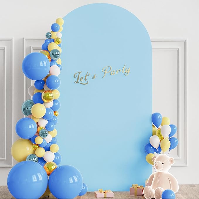 Wokceer 7.2FT Wedding Arch Cover Spandex Fitted Wedding Arch Stand Covers Round Top Chiara Arch Backdrop Cover for Birthday Party Ceremony Banquet Decoration Dusty Blue