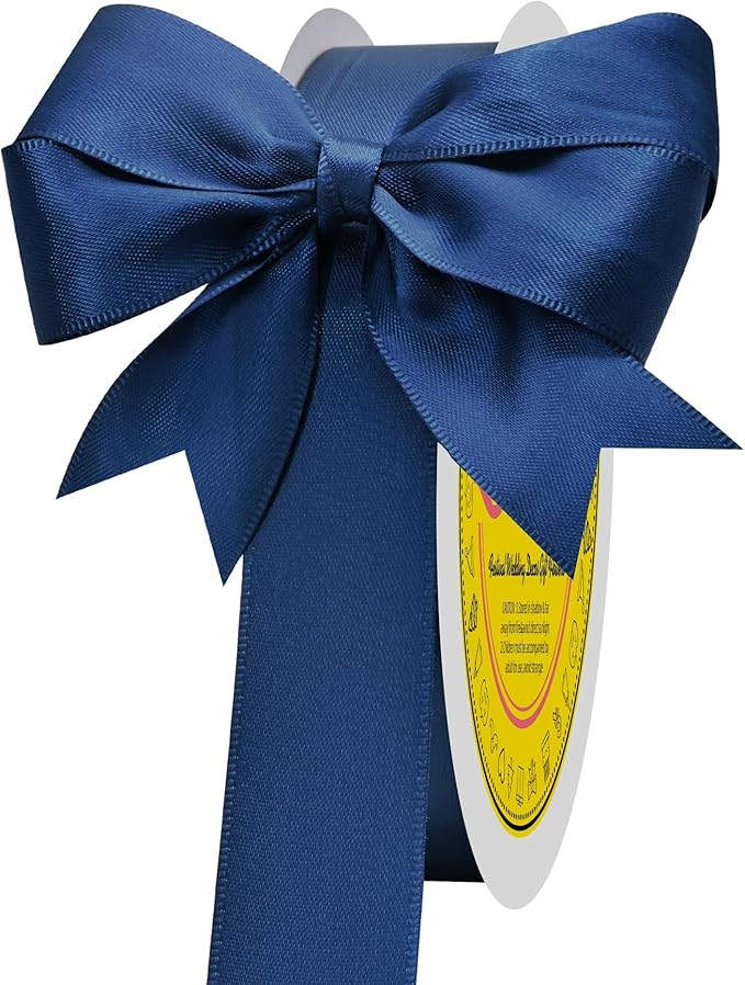 Navy Blue Satin Ribbon 1 inch X 50 Yards Polyester Ribbon for Gift Wrapping Very Suitable for Weddings Party Hair Bow Invitation Decorations and More